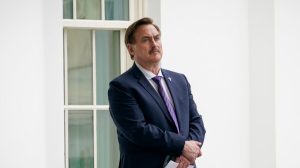 MyPillow CEO Mike Lindell waits outside the West Wing of the White House in Washington, on Jan. 15, 2021.