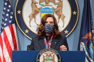 Gov. Gretchen Whitmer delivers remarks at her March 2, 2021, news conference. 

Photo: Press@mich.gov