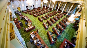 "California state capitol building interior, State Assembly room."