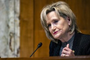 Sen. Cindy Hyde-Smith, R-Miss., questions Charles Rettig, commissioner of the Internal Revenue Service (IRS), during a hearing on Capitol Hill in Washington,