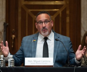 Education Secretary Miguel Cardona  AFP) (Photo by JIM WATSON/AFP via Getty Images)