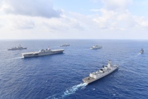 US, Japan, India and Philippines ships in the South China Sea (U.S. Navy photo courtesy of the Japan Maritime Self-Defense Force,