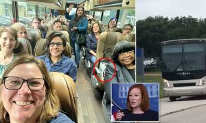 Texas State Rep. Julie Johnson posted a selfie or her and other Democratic lawmakers in a coach bus as they fled the state on private jets for Washington D.C. to prevent Texas Republicans from passing voting integrity legislation.