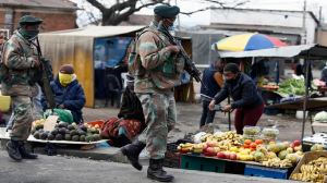 South African Defence Force soldiers on patrol in Alexandra Township, north of Johannesburg, Thursday, July 15 2021. (AP)