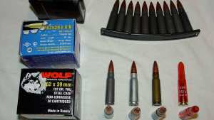Russian Silver Bear and Wolf 7.62x39 ammunition. (W3bj3d1/Wikimedia Commons)