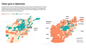 Map shows areas controlled by Taliban. (Associated Press)