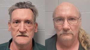 Timothy Norton, 56, and James Phelps, 58, are facing charges after they allegedly kept a missing woman in a cage in Missouri. (Dallas County Sheriff's Office)