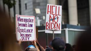 NEW YORK, NY - SEPTEMBER 13: Hundreds are gathered at the Foley Square as "Freedom Rally" to protest vaccination mandate in New York City, United States on September 13, 2021.