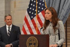 Tennessee Commissioner of Education Penny Schwinn speaks to reporters at the state Capitol on Aug. 6, 2020.

Vivian Jones / The Center Square