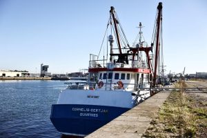 A British trawler Cornelis Gert Jan is seen moored in the port of Le Havre after France seized on Thursday a British trawler fishing in its territorial waters without a licence, in Le Havre, France.