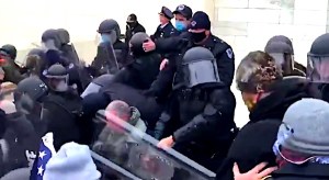 Protesters confront police at the U.S. Capitol on Wednesday, Jan. 6, 2020. (Video screenshot)