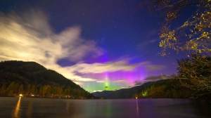 Image 4 of 14:The aurora lights as seen from Lake Whatcom, Washington. (Image credit: Sean Wheeler/Tandem Wheels Photography) 