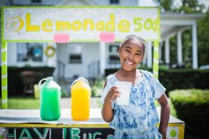 Hayli Martenez at her lemonade stand in Kankakee, Illinois.