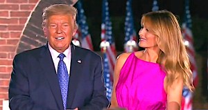 President Donald J. Trump and First Lady Melania Trump at the Republican National Convention on Wednesday, Aug. 26, 2020 (RNC video screenshot)