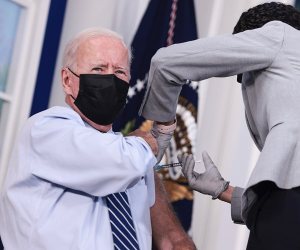 President Joe Biden gets a COVID-19 booster shot in September. (Getty Images)
