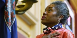 Virginia Lt. Gov. Winsome Sears pledges allegiance as she presides at the Capitol. / PHOTO: Associated Press