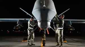 An MQ-9 drone is prepared for a flight during an exercise in the U.S. (Photo courtesy of U.S. Air Force)