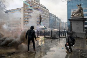 It is unclear how many demonstrators from across the 27-country bloc will reach the Belgian capital, but tens of thousands of people have spent weeks planning the February 14 protest. | Hatim Kaghat/AFP via Getty Images
