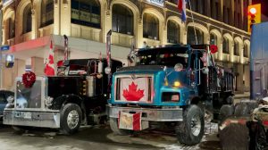 Trucks parked in Ottawa on the 19th day of the Freedom Convoy protest (Fox News Digital/Lisa Bennatan)