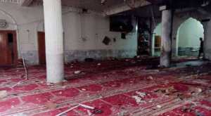 A general view of the prayer hall after a bomb blast inside a mosque during Friday prayers in Peshawar. Photograph:( Reuters )