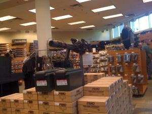Guns, ammunition and shooting accessories on display at Scottsdale Gun Club.

Rebekah Zemansky / Shutterstock