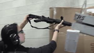 Kyle Rittenhouse's AR-15 rifle being destroyed by Wisconsin Crime Lab. (Video screenshot)