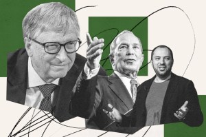 From left: Bill Gates, Michael Bloomberg and Jan Koum. Credit:Photo illustration by Lisa Larson-Walker/ProPublica. Photos by Alexandra Beier/Getty Images, Brett Carlsen/Getty Images, David Ramos/Getty Images.