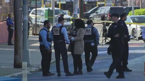 NYPD presence outside of P.S. 069 Journey Prep School in the Bronx, where a school safety agent was slashed in the neck Thursday morning.  (WNYW)