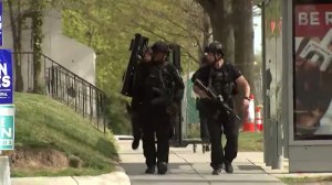 Image 3 of 4
Police respond to an active shooter situation in Washington D.C., that inured at least two people Friday. (WTTB)