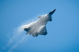 File/A Chinese J-20 stealth fighter performs at the Airshow China 2018 in Zhuhai in southern China’s Guangdong province on November 6, 2018. (WANG ZHAO/AFP via Getty Images)