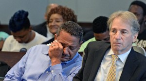 Darryl Anthony Howard (left) wipes away tears after Judge Orlando Hudson rules to vacate his murder conviction on Wednesday, Aug. 31, 2016. (Chuck Liddy/Raleigh News & Observer/Tribune News Service via Getty Images)