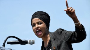 Rep. Ilhan Omar speaks during an event outside the U.S. Capitol on April 30, 2019. (Olivier Douliery/Abacapress.com)