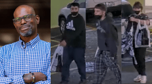 City of Chicago photo of Kwame Amoaku next to security footage of three armed robbery suspects.  (Chicago Police Department)