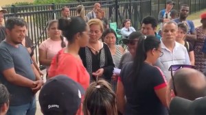 Migrants camping outside a U.S. Immigration and Customs Enforcement office in Orlando, Fla., April 29, 2022. (Fox 35 Orlando)