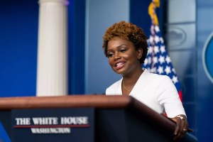 Principal Deputy Press Secretary Karine Jean-Pierre holds press briefing, Nov. 5, 2021, in the White House. (Official White House Photo by Cameron Smith)