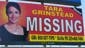 An image of Tara Grinstead is displayed on a billboard, a popular high school teacher who vanished in Ocilla, Ga., in 2005. (Elliott Minor/AP Photo)