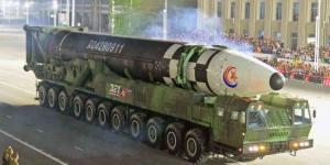 A military parade in Pyongyang in April, featuring a Hwasong-17 intercontinental ballistic missile. (Korea Media via Kyodo)