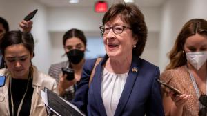 Sen. Susan Collins (R-Maine) speaks to reporters at the Capitol in Washington on May 4, 2022. ASSOCIATED PRESS