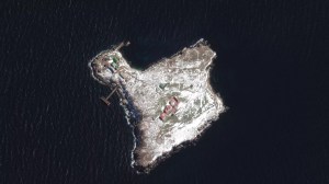 A satellite image of Snake Island in the Black Sea after Russia's invasion on March 13. Photo: Maxar Technologies