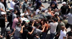 
The funerals of the three men took place early Friday afternoon in Jenin in the presence of large crowds and armed Palestinian fighters. Photograph:( AFP )
