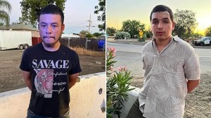 Jose Zendejas, 25, and 19-year-old Benito Madrigal were discovered with 150 packages that each contained 1,000 fentanyl pills  during a traffic stop in Tulare County, California on Friday, authorities said. (Tulare County Sheriff's Office)