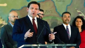 Florida Gov. Ron DeSantis speaks at Miami's Freedom Tower, on Monday, May 9, 2022, in Miami.  (AP Photo/Marta Lavandier, File)