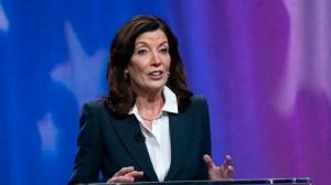 New York Gov. Kathy Hochul debates in the race for governor June 16, 2022, in New York City.  (Craig Ruttle-Pool/Getty Images)