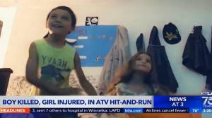Jacob Martinez, 12, and friend Christina Bird, 11, seen here in a family video, were involved in a hit-and-run accident on an ATV in Apple Valley, California. Jacob died and Christina is on life support. Screengrab from KTLA video