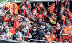 Migrants arriving at Dover in a Border Force rescue boat earlier this month. Photograph: Stuart Brock/EPA