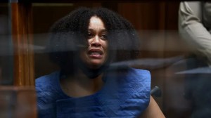 Nicole Linton appears in Los Angeles Superior Court, Aug. 8, 2022, for arraignment on murder charges stemming from a traffic wreck in Los Angeles. (Frederick M. Brown/Daily Mail.com via AP, Pool)