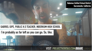 This screengrab from a Project Veritas video shows Inderkum High School teacher Gabriel Gipe discussing his political beliefs. (Project Veritas)