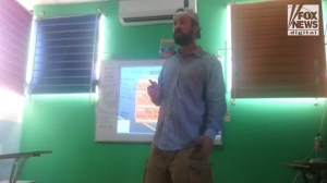 Raymond "RJ" McLeod, the former fugitive accused of murdering his girlfriend Krystal Mitchell in San Diego in 2016, pictured here teaching a class in El Salvador, where he was allegedly laying low as an English instructor while on the U.S. Marshals' Top 15 Most Wanted List until his capture Monday. (Josephine Wentzel)