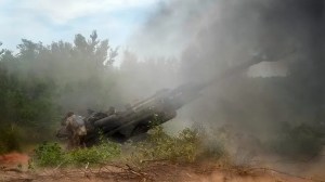 Ukrainian soldiers fire at Russian positions from a U.S.-supplied M777 howitzer in Ukraine's eastern Donetsk region June 18, 2022. U.S. officials will send another $450 million in military aid to Ukraine. (AP Photo/Efrem Lukatsky, File)