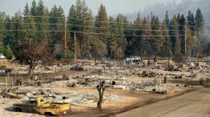 Homes destroyed by the Mill Fire on Wakefield Ave. in Weed, Calif., on Sept. 3, 2022. (Noah Berger/AP Photo)
